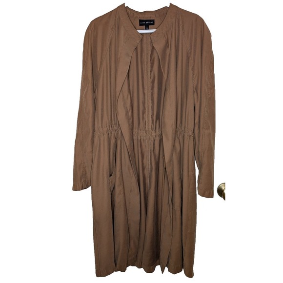 Lane Bryant Women's Size 1X (14/16) Jacket Brown Twill Utility Duster Open EUC - Picture 1 of 7